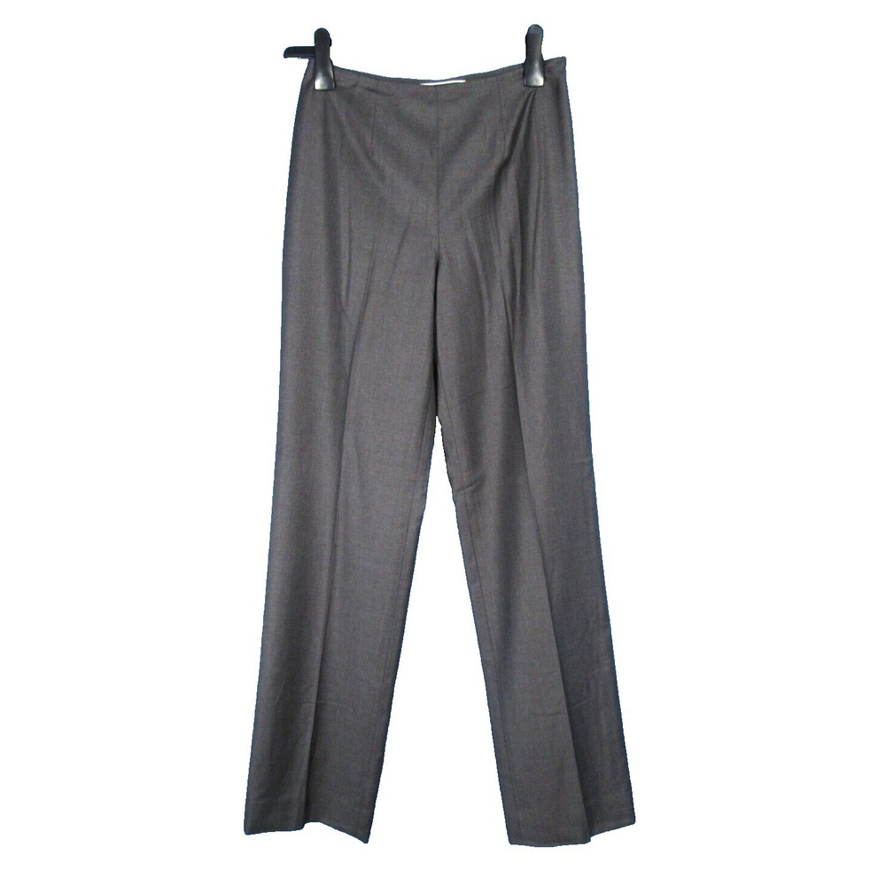 CARLISLE Lined WOOL Side Zip STRAIGHT LEG Flat Front GRAY Dress Pants Trousers 4